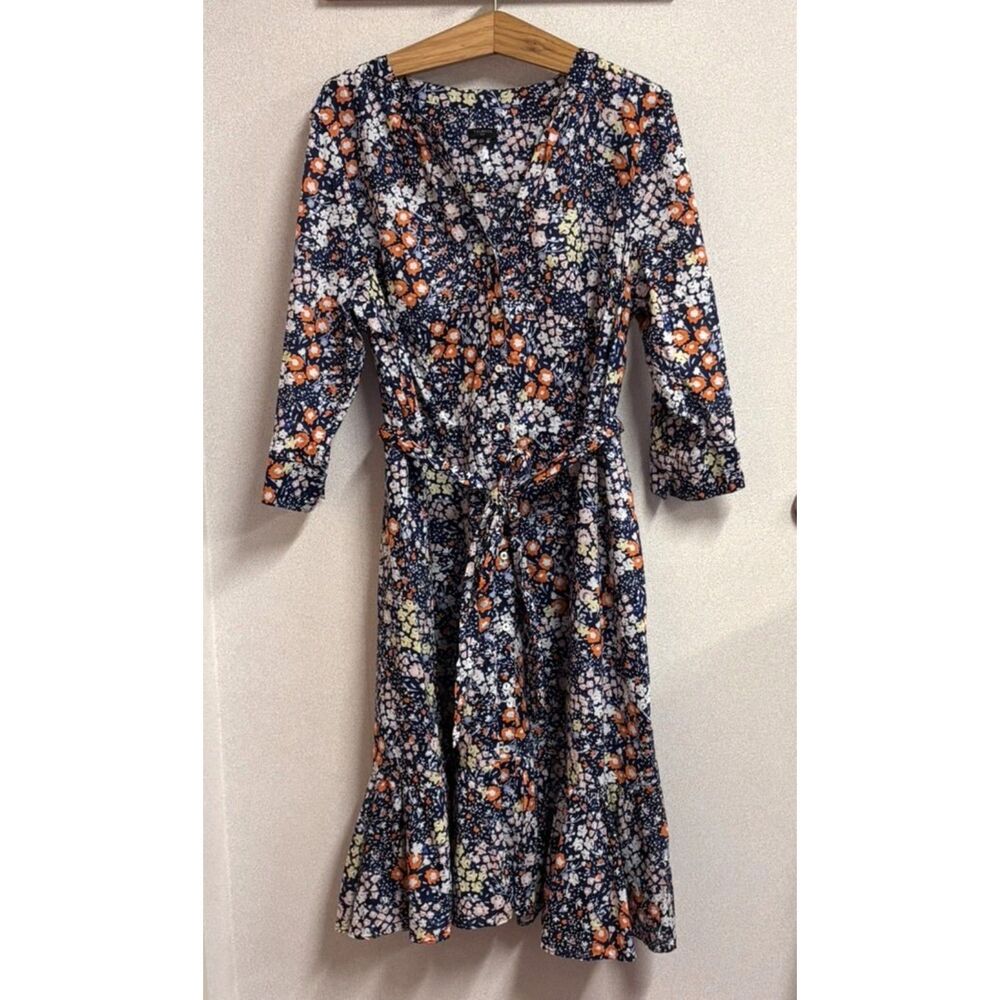 Talbots Plus Floral Button Front Midi Dress Tie Waist Flounce Hem Cottagecore 18